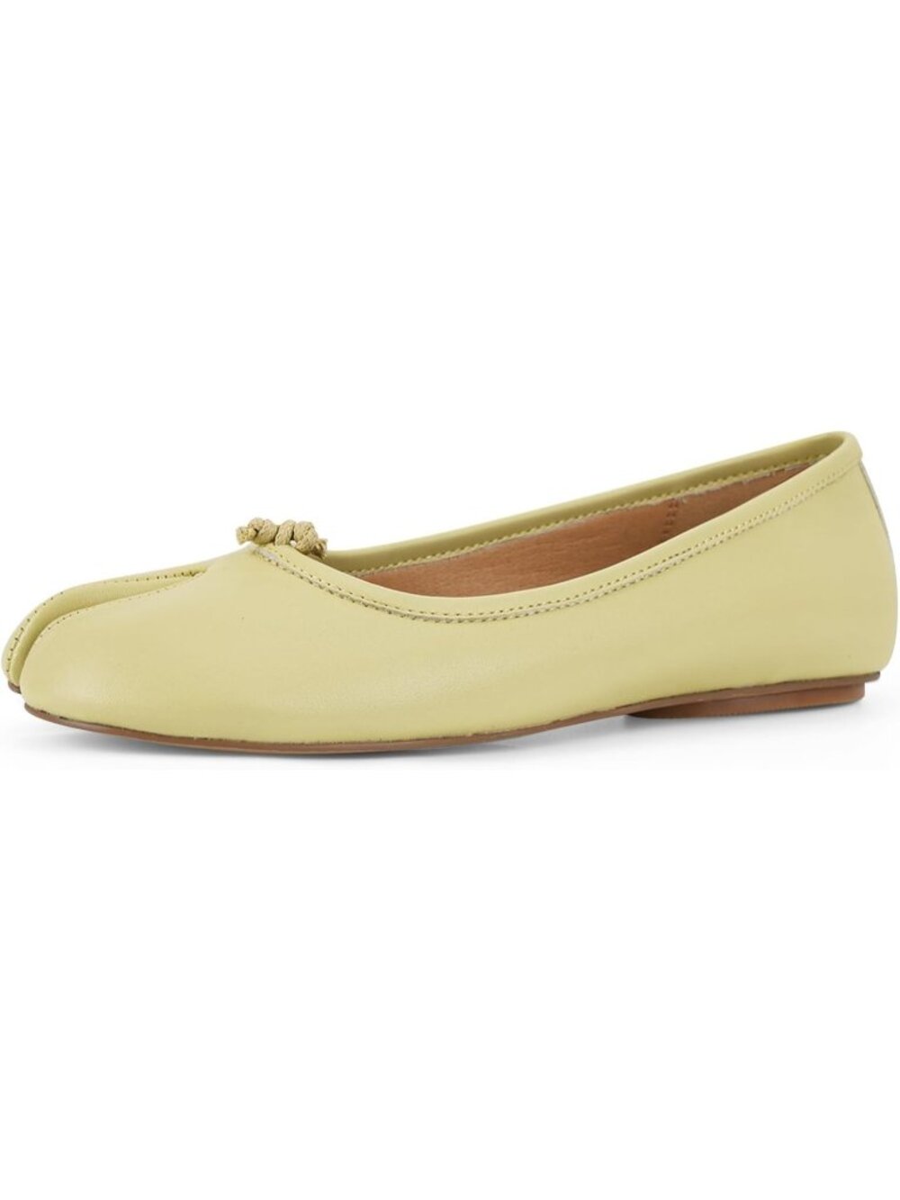 Women's Lemon Yellow Comfort Tabi Split Toe Low Heel Casual Ballet Flat Shoes